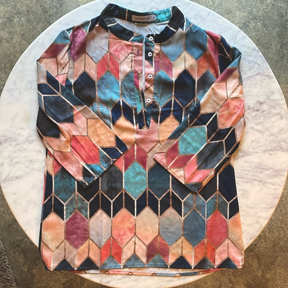 Misslook Women’s Patterned Blouse Size Medium